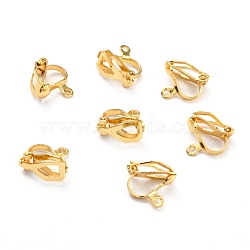 304 Stainless Steel Clip-on Earring Findings, Real 18K Gold Plated, 12x6x9mm, Hole: 1.2mm(STAS-P206-02G)