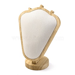 Bust Shaped Microfiber & Wood Jewelry Necklace Display Stands, White, 10.2x15.5x21cm(NDIS-H042-03C)