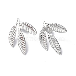 Non-Tarnish 304 Stainless Steel Leaf Stud Earrings for Women, Stainless Steel Color, 23x18mm, Pin: 0.7mm(EJEW-F300-11P)