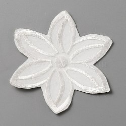 Computerized Embroidery Lace Self Adhesive/Sew on Patches, Costume Accessories, Appliques, Flower Pattern, 71x61x1mm(DIY-WH0410-49D)