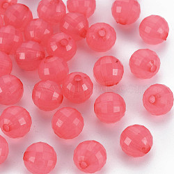 Transparent Acrylic Beads, Dyed, Faceted, Round, Deep Pink, 9.5x9.5mm, Hole: 2mm, about 970pcs/500g(TACR-S153-42E-03)