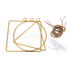 Metal Geometric Hoop Wreath Frames, for Artificial Flower Garland Hanging Pendant Making, for Home Kitchen Wall Art Decoration, Golden, 194~221x193~200x4.5mm, Hole: 16.5~17mm(DIY-PH0025-43)