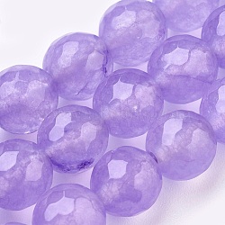 Natural Malaysia Jade Beads Strands, Dyed, Faceted, Round, Medium Purple, 10mm, Hole: 1.2mm, about 37pcs/strand, 14.9 inch(G-K288-10mm-06)