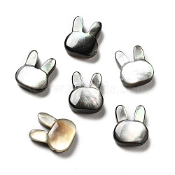 Natural Black Lip Shell Beads, Rabbit, Black, 12x10x4mm, Hole: 0.8mm(SHEL-G014-06B)