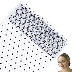 1M Polyester Mesh Fabric, with Plastic Beads, for DIY Veils Hats Fascinators, Black, 250mm(DIY-GF0011-07B)
