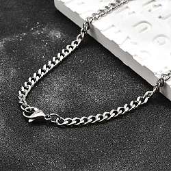 Tarnish Resistant Men's 304 Stainless Steel Curb Chain Necklaces, with Lobster Claw Clasps, Faceted, Stainless Steel Color, 24.4 inch(62cm)(STAS-O037-57P)