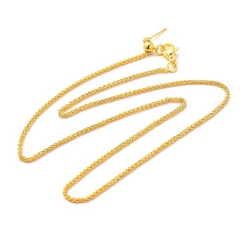 1.5mm Rack Plating Brass Wheat Chain Adjustable Slider Necklaces for Women Men, Cadmium Free & Lead Free, 901 Stainless Steel Clasp, Long-Lasting Plated, Real 18K Gold Plated, 18.31 inch(46.5cm)