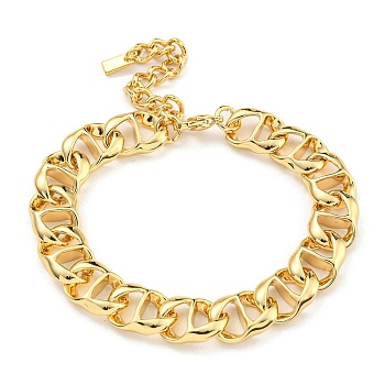 Ion Plating(IP) 304 Stainless Steel Twisted Chain Bracelets for Women, Real 14K Gold Plated, 7-1/2 inch(19.2cm)