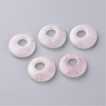 Natural Rose Quartz Pendants, Donut, 27~28x5.5~6mm, Hole: 10mm