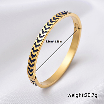 Vintage Golden Stainless Steel Bangles for Women, Arrow, Black, Inner Diameter: 1/4 inch(0.65cm)