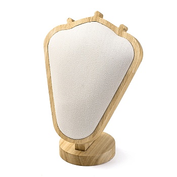 Bust Shaped Microfiber & Wood Jewelry Necklace Display Stands, White, 10.2x15.5x21cm