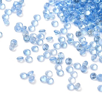 Cubic Zirconia Cabochons, Faceted Diamond, Sky Blue, 1.3x1mm