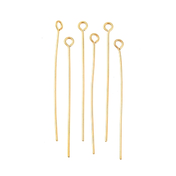 Ion Plating(IP) 304 Stainless Steel Eye Pins, Real 18K Gold Plated, 22 Gauge, 26x0.6mm, Hole: 1.9mm