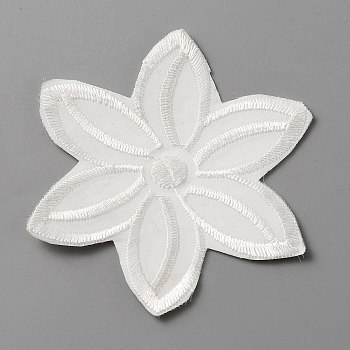 Computerized Embroidery Lace Self Adhesive/Sew on Patches, Costume Accessories, Appliques, Flower Pattern, 71x61x1mm