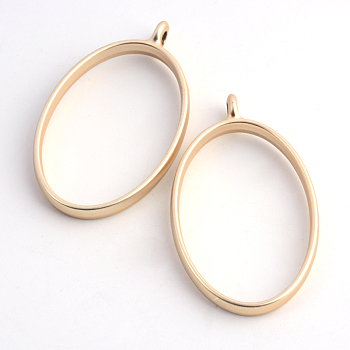 Matte Style Rack Plating Alloy Oval Open Back Bezel Pendants, For DIY UV Resin, Epoxy Resin, Pressed Flower Jewelry, Cadmium Free & Nickel Free & Lead Free, Matte Gold Color, 39x23.8x3.5mm, Hole: 2.8mm, Inner Diameter: 31.2x20.8mm