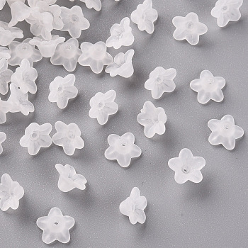 Transparent Acrylic Beads, Flower, Frosted, Clear, 12x7mm, Hole: 1mm, about 4600pcs/500g
