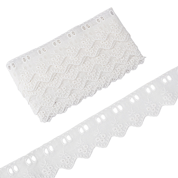 Hollow Cotton Lace Trim, Triangle with Flower, Garment Accesories, White, 1-3/4 inch(45mm), 7.5 yards/bag