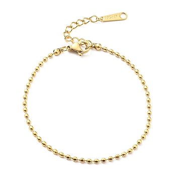 304 Stainless Steel Ball Chain Bracelet for Women, Golden, 8-1/4 inch(20.8cm)
