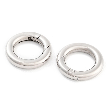 Tarnish Resistant Ring Smooth 304 Stainless Steel Spring Gate Rings, O Rings, Snap Clasps, Stainless Steel Color, 9 Gauge, 15x3mm