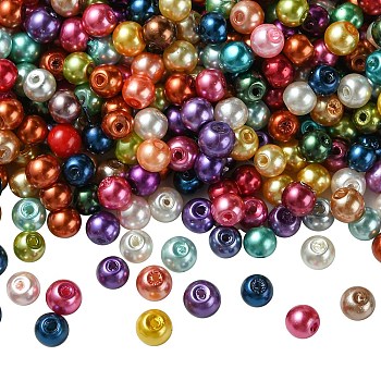 Baking Painted Pearlized Glass Pearl Round Bead Strands, Mixed Color, 4~5mm, Hole: 1mm, about 5820pcs/500g