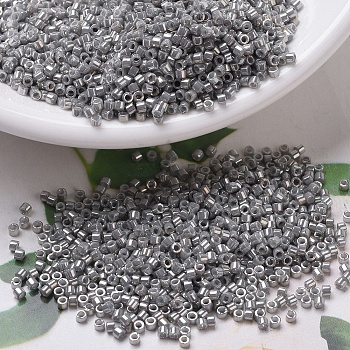 MIYUKI Delica Beads, Cylinder, Japanese Seed Beads, 11/0, (DB0251) Opaque Smoke Gray Luster, 1.3x1.6mm, Hole: 0.8mm, about 2000pcs/10g