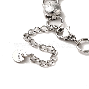 304 Stainless Steel Flat Round Link Chain Bracelet(BJEW-Q776-02C-02)-4