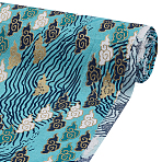 1M Japanese Style Cotton Fabric, Clothing Accessories, Cloud Pattern, Turquoise, 1500x0.2mm(DIY-FG0008-59B)