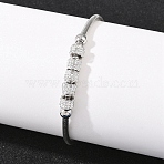 Polymer Clay Rhinestone Beaded Bracelets, 304 Stainless Steel Snake Chain Bracelets for Women, Ion Plating(IP), Long-Lasting Plated, Stainless Steel Color, 8.27 inch(21cm)(SA-D001-06P)