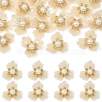 20Pcs Plastic Cabochons, Brass Micro Pave Clear Cubic Zirconia Findings, Flower, White, 21.5x22x9.5mm(FIND-YW0009-81)
