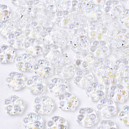 Spray Painted Glass Beads, AB Color Plated, Flower, Clear AB, 6x3mm, Hole: 0.9mm(DGLA-R052-002-D01)
