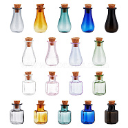 18Pcs 18 Colors Glass Cork Bottles Ornament, Glass Empty Wishing Bottles, DIY Vials for Pendant Decorations, Mixed Color, 2.3~2.8cm(AJEW-BC0003-98)