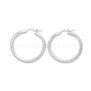 Circle Ring Rack Plating Brass Cubic Zirconia Hoop Earrings for Women, Long-Lasting Plated, Lead Free & Cadmium Free, Platinum, 32x31.5x2mm, Pin: 0.6x0.9mm(EJEW-K245-18P)