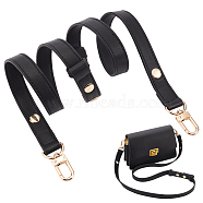 Adjustable PU Imitation Leather Bag Straps, Pressure Relive Purse Straps, with Alloy Finding, Black, 71.2~115.7x2cm(PURS-WH0005-50KCG)