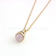 Natural Rose Quartz Pendant Necklaces, with Golden Plated Alloy Cable Chain(ST8608455)