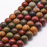 Natural Picasso Stone/Picasso Jasper Bead Strands, Round, 6mm, Hole: 1mm, about 68pcs/strand, 15 inch(G-D840-85-6mm)