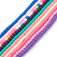 Handmade Polymer Clay Bead Strands, Column, Mixed Color, 6.5x6.5mm, Hole: 1.6mm, about 63pcs/strand, 15.59''(39.6cm)(CLAY-XCP0001-12)