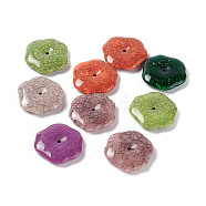 Crackle Opaque Acrylic Beads, Imitation Turquoise, Flower, Mixed Color, 35x37x7.5mm, Hole: 3mm, about 75pcs/500g(OACR-C006-29)