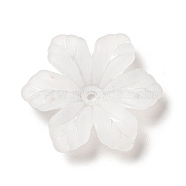 Transparent Acrylic Bead Caps, 6-Petal, Frosted, Flower, White, 20.5x18x5mm, Hole: 1.5mm, about 1111pcs/500g(MACR-J122-03)