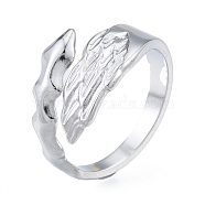304 Stainless Steel Leaf Cuff Rings, Open Rings for Women Girls, Stainless Steel Color, US Size 6(16.9mm)(RJEW-N038-125P)