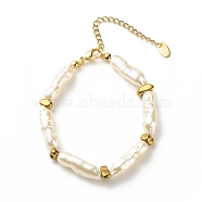 ABS Imitation Pearl & Synthetic Hematite Beaded Bracelet for Women, Gold, 7-1/2 inch(19cm)(BJEW-JB08433)