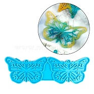 Butterfly Pendants Silicone Molds, Resin Casting Molds, for UV Resin, Epoxy Resin Jewelry Making, Sky Blue, 59x184x4.5mm, Hole: 2mm, Inner Diameter: 89x55mm(DIY-M045-18)