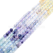 Natural Fluorite Beads Strands, Faceted, Round, 3mm, Hole: 0.7mm, about 132pcs/strand, 15.16''~15.55''(38.5~39.5cm)(G-P457-A02-19)
