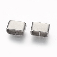 201 Stainless Steel Slide Charms, Rectangle, Stainless Steel Color, 6x10x5.5mm, Hole: 4x8.5mm(STAS-G187-30P)