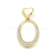 Rack Plating Brass Micro Pave Clear Cubic Zirconia Pendants, Long-Lasting Plated, Lead Free & Cadmium Free, Oval, 40mm, Hole: 4x7.5mm, oval: 34x20.5x3mm(KK-H474-19G-01)