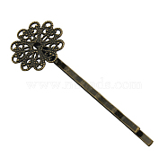 Brass Hair Bobby Pin Findings, Lead Free, Antique Bronze Color, Size: about 16mm wide, 54mm long(HJEW-H010-AB)