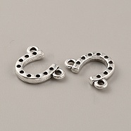 Tibetan Style Alloy Connerctor Charms, Horse Shoes Link, Antique Silver, 11x14x2mm, Hole: 1.4mm(FIND-WH0146-29AS)