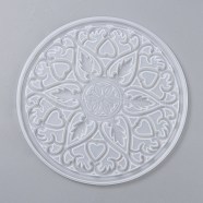 DIY Coaster Silicone Molds, Resin Casting Molds, For DIY UV Resin, Epoxy Resin Craft Making, Round with Mandala Pattern, White, 200x8mm, Inner Diameter: 195mm(X-DIY-Z005-04)