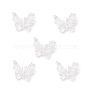 Butterfly with Flower Transparent Resin Cabochons, with Glitter Power, Clear, 9.5x11.5x4mm(FIND-L019-06A)