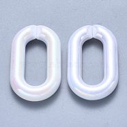 Opaque Acrylic Linking Rings, Quick Link Connectors, for Cable Chains Making, AB Color Plated, Oval, White, 39x23.5x7mm, Inner Diameter: 25x10mm(OACR-S036-006B-C01)