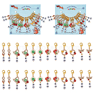 Alloy Enamel Ladybird Theme Pendant Locking Stitch Markers, Zinc Alloy Lobster Claw Clasps Stitch Marker, with Crystal Rhinestone, Heart/Clover/Infinity, Mixed Color, 5.1~5.6cm, 12 style, 1pc/style, 12pcs/set(HJEW-AB00087)